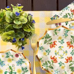 Conjunto De Louça Descartável De Flor Vintage, Pratos De Guardanapo De Papel E Copos, Festa De Casamento, Chuveiro De Bebê, Louça De Mesa, Festa De Aniversário - Image 4