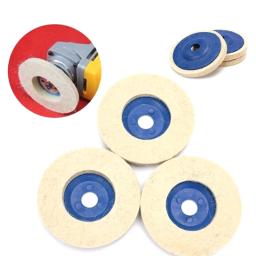Roda de polimento de lã para alumínio de aço inoxidável Almofadas lustradoras bege Rebarbadora de moagem Disco polidor de feltro 100mm - Image 2