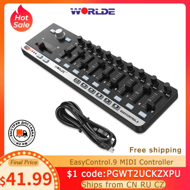 Teclado Controlador MIDI Portátil Worlde-Teclado: Slim-Line com Controle USB 9 para Instrumentos Eletrônicos de Órgão