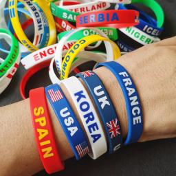 País Bandeira Do Mundo Logo Silicone Pulseira, Nacional Fã De Futebol, Elástico Pulseiras De Borracha, Nome Impressão, Presente de Lembrança, 38, 2Pcs - Image 6