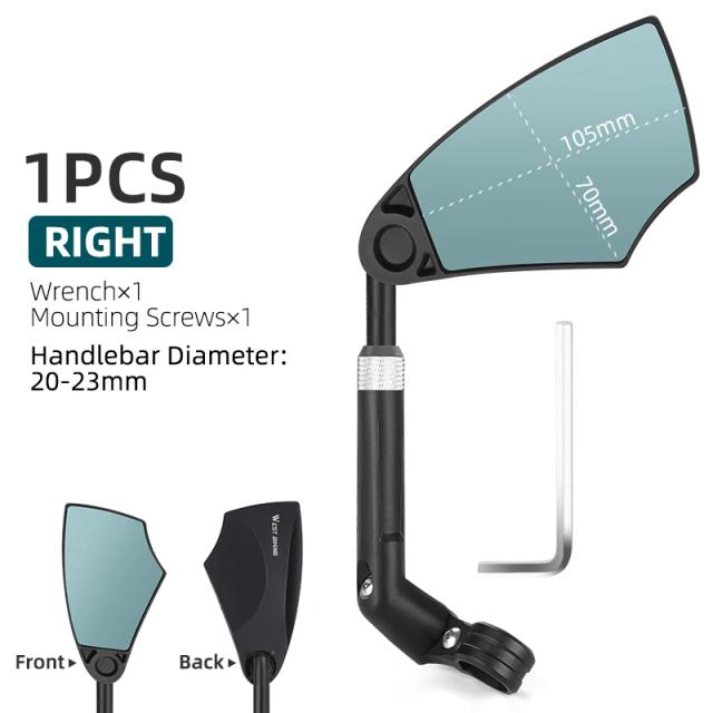 Espelho Retrovisor Antirreflexo para Bicicletas West Biking com Acessórios para Guidão