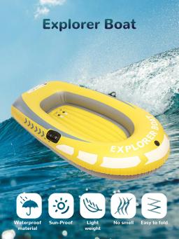 Caiaque de borracha de PVC espessado, Barco a remo para 2 pessoas Canoa resistente ao desgaste, Recreação aquática, Pai e pesca - Image 2