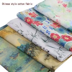 Estilo chinês impresso tecido de algodão para costura DIY, camisa das mulheres vestido, pano cheongsam, patchwork bordado material, handwork - Image 1