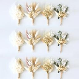 Mini Natural Seco Flores Bouquet, Boutonnieres Groomsmen, Buttonholes dama Flor, Corsage Broche, Decoração Do Casamento Do Natal, 1Pc - Image 4