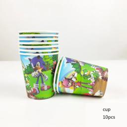 Descartável Cartoon Sonic Party Supplies, Placa, Copo, Guardanapo, Toalha De Mesa, Bolo Topper, Saco De Presentes, Kids Birthday Party Decorações Set - Image 3