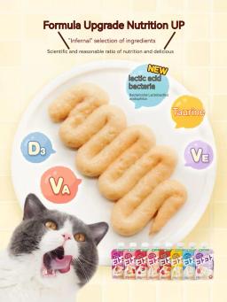 Cat Wet Food Nutrition Bar, Gatinhos engorda Snack, Frango Atum, Sabor Bacalhau, Pet limpeza dos dentes, Snacks Care, 12pcs - Image 4