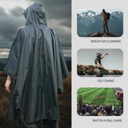 Capa de chuva militar 3 em 1, capa de chuva com capuz, poncho de chuva para motocicleta, acampamento, caminhadas, viagem, barraca de chuva - Image 3
