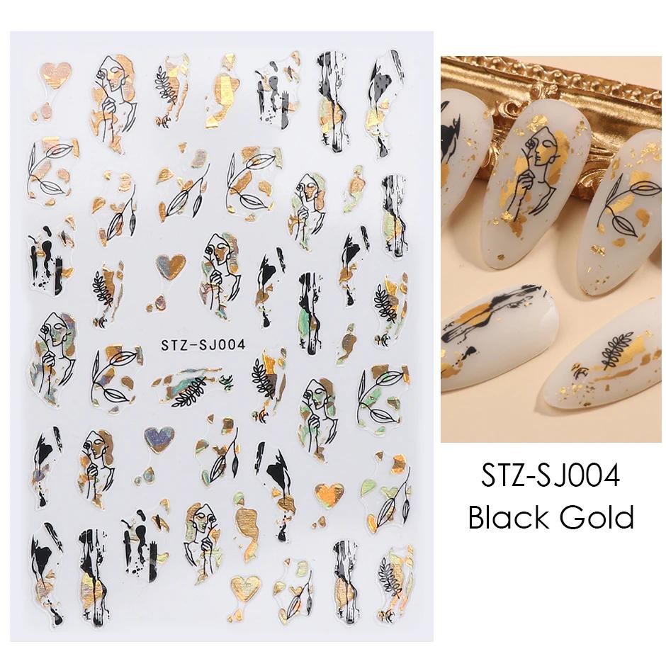 3d linhas francesas etiqueta da arte do prego rosa ouro abstrato graffiti tiras geometria japonesa para manicure bronzeamento slider decoração - Image 1