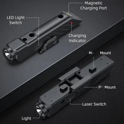 Tactical Green Laser Light Combo, lanterna recarregável, logotipo livre, 1700 Lumens, 2 em 1, M & P Mount, magnético - Image 4