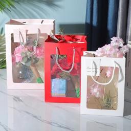 Sacos De Presente Rosa Portátil, Sacola De Compras, Casamento, Aniversário, Caixa De Embalagem De Flores De Presente, Suprimentos Festival - Image 3