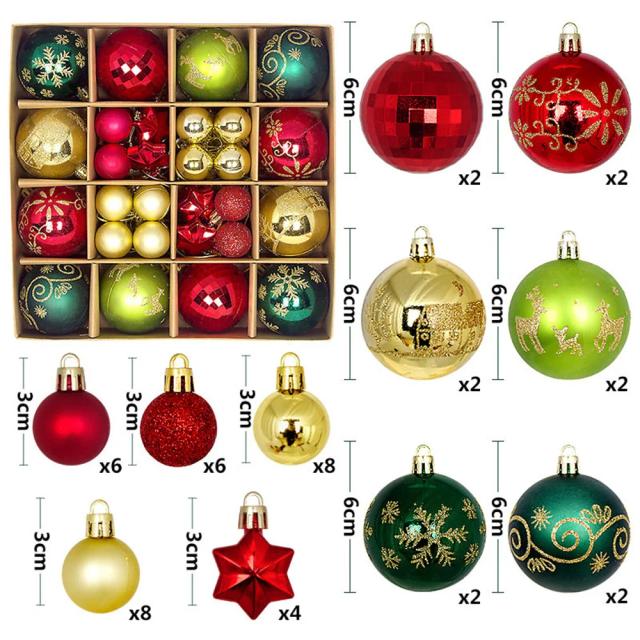 Conjunto de 44 Ornamentos Pendurados Misto para Decoração de Natal - Pingentes e Presentes para 2024