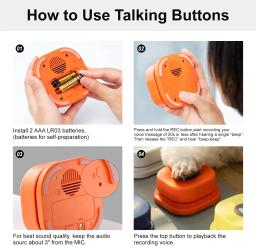 MEWOOFUN Pet Comunicação Vocal Training Brinquedo Interativo, Botão Do Cão, Gravar Falando, Bell Ringer com Pad e Adesivo, Fácil de Usar - Image 6