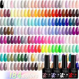 LILYCUTE-Esmalte Gel com lantejoulas Purple Glitter, Base de Manicure, Top Coat Matte, Mergulhe, LED, Arte UV, Verniz, 7ml, 184 Cores - Image 1