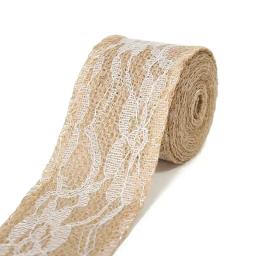 Rolos de fita de serapilheira com renda, fio de juta para bricolage, artesanato artesanal de casamento, linho, decoração de Natal, 2 jardas, 4F - Image 5