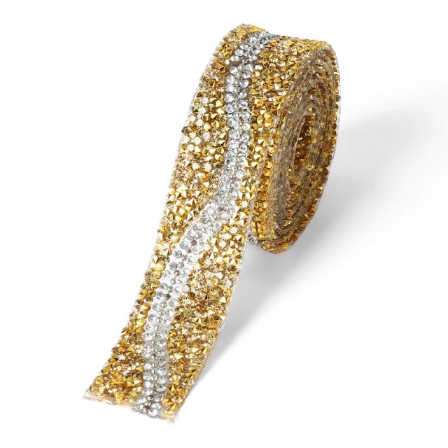 Fita Decorativa de Cristal com Pérolas e Strass para DIY em Roupas e Acessórios