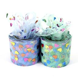 Rolos de tule com corações coloridos, fita de fita macia, cabelo artesanal Bowknots, Velentine Artesanato Fornecimento, DIY, Patern, 6cm, 25 jardas - Image 6