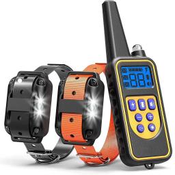 Recarregável impermeável Dog Training Collar, 800 jardas, Médio, Grande, Sistema Eletrônico de Treinamento, Suporte 3 Cães, Rodadas de Choque Stop - Image 1