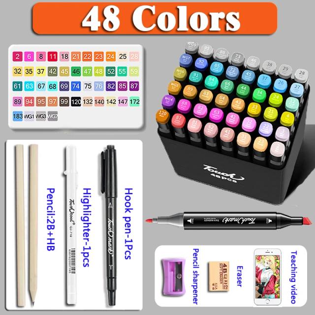 Conjunto de Canetas Brush para Artistas - 12 a 168 Cores para Desenho e Pintura em Papelaria Coreana