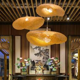 Design japonês Bamboo Birds Nest Chandelier, Hand-Woven, Personalidade Wave Hat, Criativo Hot Pot, Restaurante, Hotel Pingentes Lâmpadas - Image 4