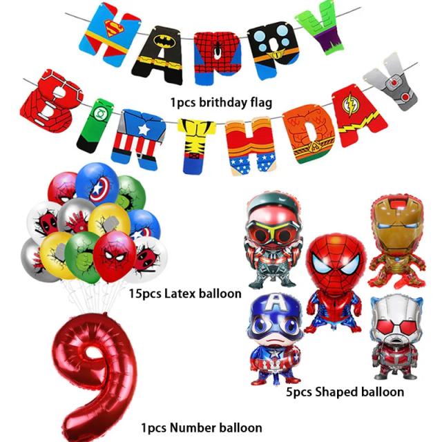 Balão de Alumínio do Homem-Aranha para Festa de Aniversário Infantil, Decoração dos Vingadores com Super Heróis Marvel