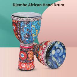 Tambor de mão africano para crianças, tambor Djembe portátil, instrumento de percussão, arte colorida padrões, pandeiro luz, 8 in - Image 3