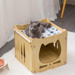Ninho de madeira multi-camada, Cat Hammock, Cat's Villa Cabinet, casa de cama fechada, DIY - Image 1