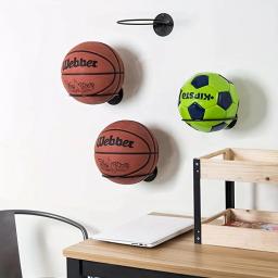 Wall-montado metal esportes bola display rack, basquetebol, futebol, voleibol, armazenamento de parede, decoração do quarto, preto - Image 2