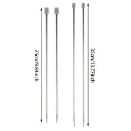 2 Pçs/set Aço Inoxidável Reta Tecer Camisola Crochet Hooks Agulhas de Tricô DIY Ferramentas Acessórios De Metal Crochê Tricô - Image 6
