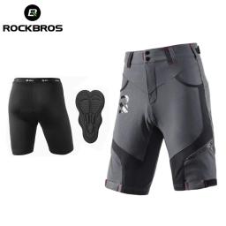 Rockbros 4d calções de ciclismo 2 em 1 com separável roupa interior shorts bicicleta escalada runninging bicicleta calças ciclismo trous - Image 1