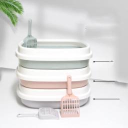 Gato grande caixa de areia semi-fechado gato wc extra grande anti-respingo gato caixa de areia gato suprimentos para animais de estimação acessórios para gato - Image 1