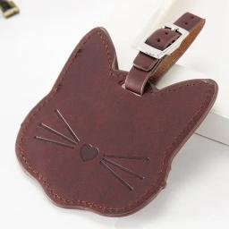 Bagagem Portátil Tags com Gato Animal Bonito, PU ID Mala, Titular do endereço, Etiqueta de Alta Qualidade, Bagagem Boarding Tag, Acessórios de Viagem - Image 5