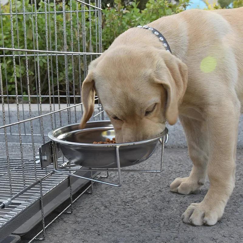 Montado na parede do aço inoxidável tigela do cão, gato água alimento recipiente, suporte de metal fixo, suporte anti-reviravolta, alimentador fixo, 23cm - Image 1