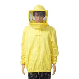 100% algodão amarelo apicultura jaqueta com esgrima véu abelha jaqueta com véu quadrado apicultor terno - Image 5