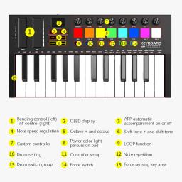 Profissional MIDI Teclado Controlador, Áudio Eletrônico, Inteligente Portátil Organizando, Display OLED, 25 Chave, disponível - Image 6