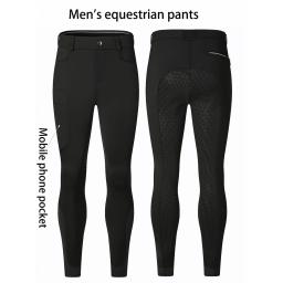 Calças equestres masculinas profissionais de silicone completo antiderrapante calças esportivas de equitação elástica de secagem rápida calças de equitação m - Image 2