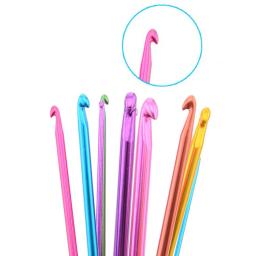 Cores sortidas Agulhas De Tricô De Alumínio, Conjunto De Agulhas De Malha, Ganchos Tunisinos E Afegãos, Kit De Ferramentas DIY, Multi Tamanho, 2mm-10mm - Image 3