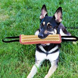 Almofada de mordida de juta para cães, Rebocador, Equipamento de treinamento, Jogo interativo, Brinquedo Mastigação Difícil, Cão grande, 2 alças fortes - Image 5