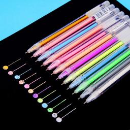 Art Marker Pen com Ponta Fina, Ouro Branco e Prata Ink Gel Pen, Destaque Pen, Papelaria Estudante, Desenho e Escrita Suprimentos, 0,8mm, 12PCs - Image 1