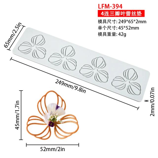 Impressão de Molde para Produtos de Confeitaria: Ramos de Árvores e Guirlandas de Flores em Esteira de Renda Revestida de Açúcar para DIY de Bolos Franceses