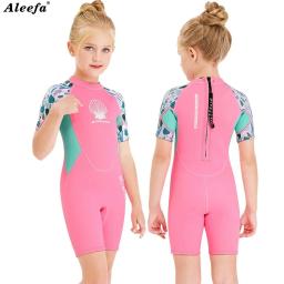 Terno de mergulho neoprene para crianças, roupa de banho inverno para meninas, maiô curto de surf, mergulho molhado baixinho, 2,5mm - Image 2