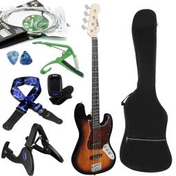 Guitarra baixa elétrica com sintonizador, Sunset Black, 4 cordas, 20 traste, Capo Stand Strap, acessórios - Image 1