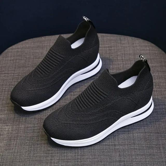 Sapatos deslizantes de plataforma de malha respirável para mulheres, calçado alto, moda designer, barato, verão, oferta, primavera, verão, oferta, 39, 2024
