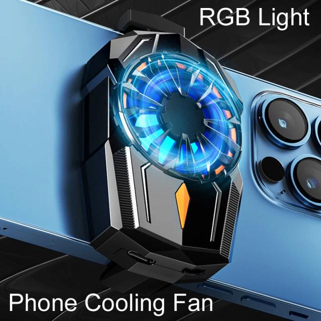 Ventilador de Ar RGB ABS com Clip Traseiro, Radiador para Celular, Cooler Turbo Furacão para Jogos PUBG em iOS e Android