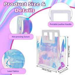 Embalagem de presente holográfica transparente iridescente sacos de presente reutilizáveis sacolas de pvc reutilizáveis sacos de compras suprimentos para festa de casamento - Image 6