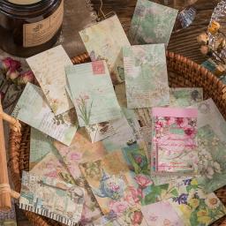 50 pçs do vintage material papel de arte retro café xadrez floral renda mão conta colagem fundo decoração papel - Image 1