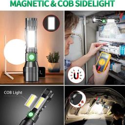 Lanterna de luz uv e luz forte, recarregável por usb, acampamento, animais de estimação, manchas de urina, luz preta, led, lâmpada ultravioleta - Image 5