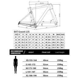 Bxt freio a disco quadro de bicicleta cascalho carbono 700c/27.5er uso máximo 47c/2.1 pneu quadro de bicicleta cascalho de carbono através do eixo quadro mtb - Image 2