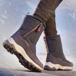 Botas de neve impermeáveis de inverno masculino, unissex, top alto, mais veludo, quente, zíper lateral, ao ar livre, tornozelo, masculino, algodão, sapatos casuais - Image 3