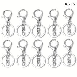 10 peças fechos lagosta de metal com corrente, gancho de pressão giratório para fazer joias de chaveiro DlY, acessórios de chaveiro. - Image 1