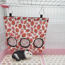 Alimentador de feno para cobaias Saco de alimentação de coelho Alimentador de animais pequenos Dispensadores de comida de coelho Acessórios para gaiola 3 furos - Image 4